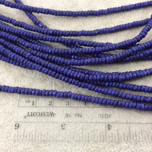 2x4mm Dyed Cobalt Blue Howlite Faceted Rondelle Shaped Beads with 1mm Holes - Sold by 15.5" Strands (Approx. 190 Beads) - Quality Gemstone