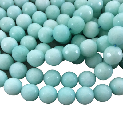 12mm Faceted Dyed Light Mint Green Natural Jade Round/Ball Shape Beads with 1mm Beading Holes - Sold by 15" Strands (Approximately 32 Beads)