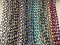 Chinese Crystal Beads | 18" Dark Brown Thread Necklace Section with 8mm Faceted Glossy Finish Rondelle Shaped Opaque Turquoise Glass Beads