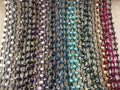 18" Dark Brown Thread Necklace Section with 8mm Faceted AB Finish Rondelle Shaped Opaque Bicolor Gray/Teal Chinese Crystal Beads - (18CC-79)