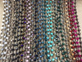 18" Dark Brown Thread Necklace Section with 8mm Faceted AB Finish Rondelle Shaped Trans. Bicolor Gray/Teal Chinese Crystal Beads - (18CC-94)