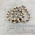 18" Dark Brown Thread Necklace Section with 8mm Faceted Matte Finish Rondelle Shaped Opaque Champagne Chinese Crystal Beads - (18CC-147)