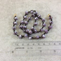 18" Dark Brown Thread Necklace Section with 8mm Faceted AB Finish Rondelle Shaped Opaque Plum Purple Chinese Crystal Beads - (18CC-80)