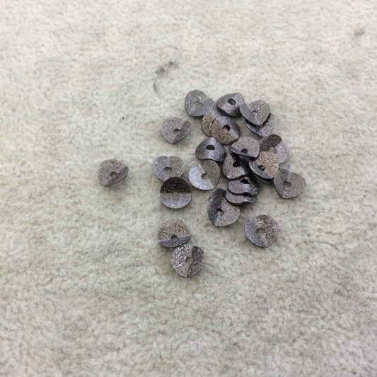 6mm Textured Gunmetal Plated Copper Wavy Disc/Heishi Washer Shaped Components - Sold in Bulk Packs of 25 Pieces - Great as Bracelet Spacers!