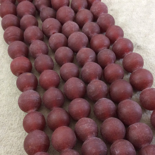 14mm Matte Stoplight Red Irregular Rondelle Shaped Indian Beach/Sea Glass Beads - Sold by 16" Strands - Approximately 28 Beads