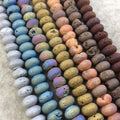 10mm Matte Finish Premium Rainbow Titanium Druzy Agate Rondelle Shaped Beads with 1mm Holes - Sold by 7.75&quot; Strands (Approx. 33 Beads)