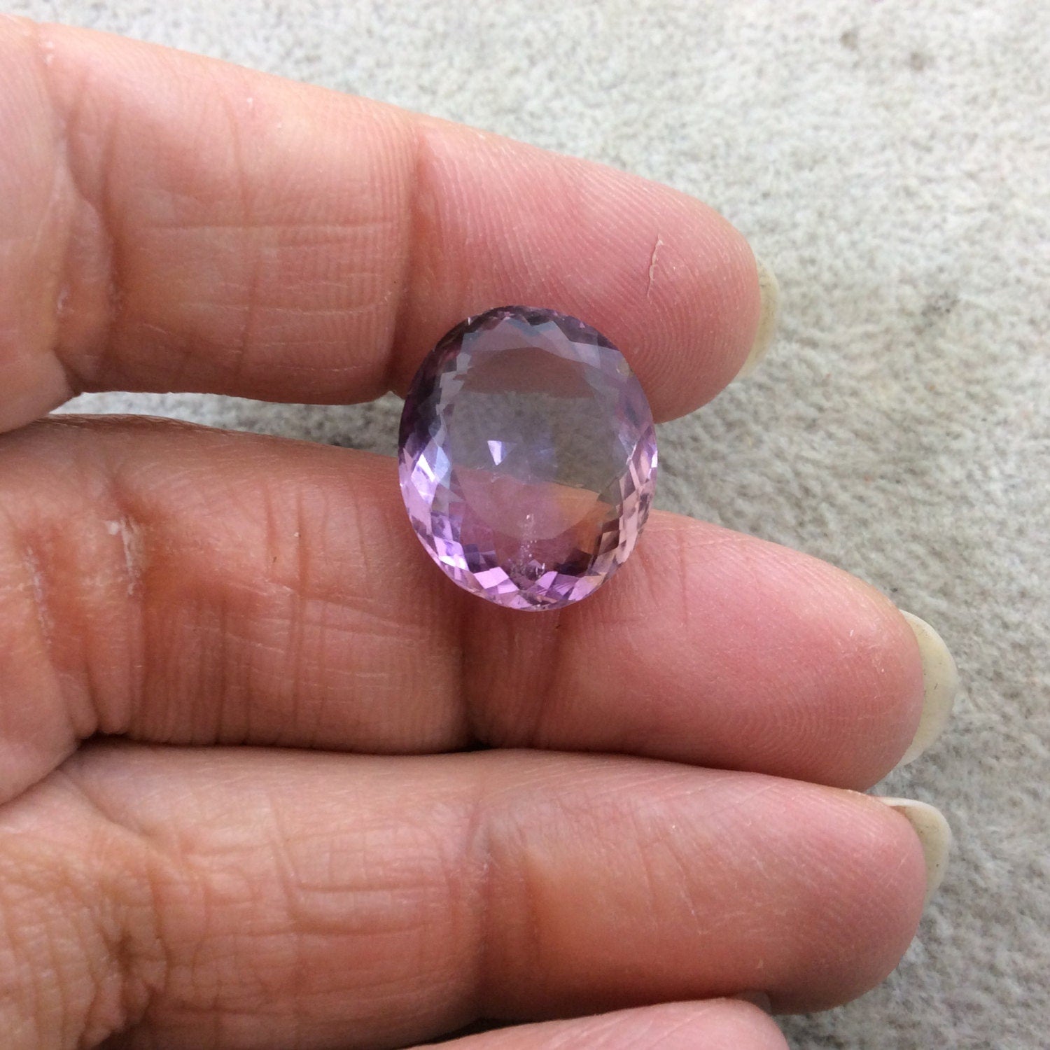 13.5 Carat Faceted Ametrine Oval Cut Stone "Q" - Measuring 15mm x 18mm with 6mm Pavillion (Base) and 2mm Crown (Top) - Natural Gemstone