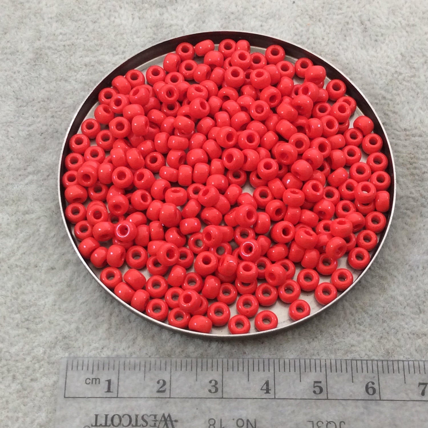 Size 6/0 Opaque Glossy Regular Red Genuine Miyuki Glass Seed Beads - Sold by 20 Gram Tubes (Approx. 200 Beads per Tube) - (6-9408)