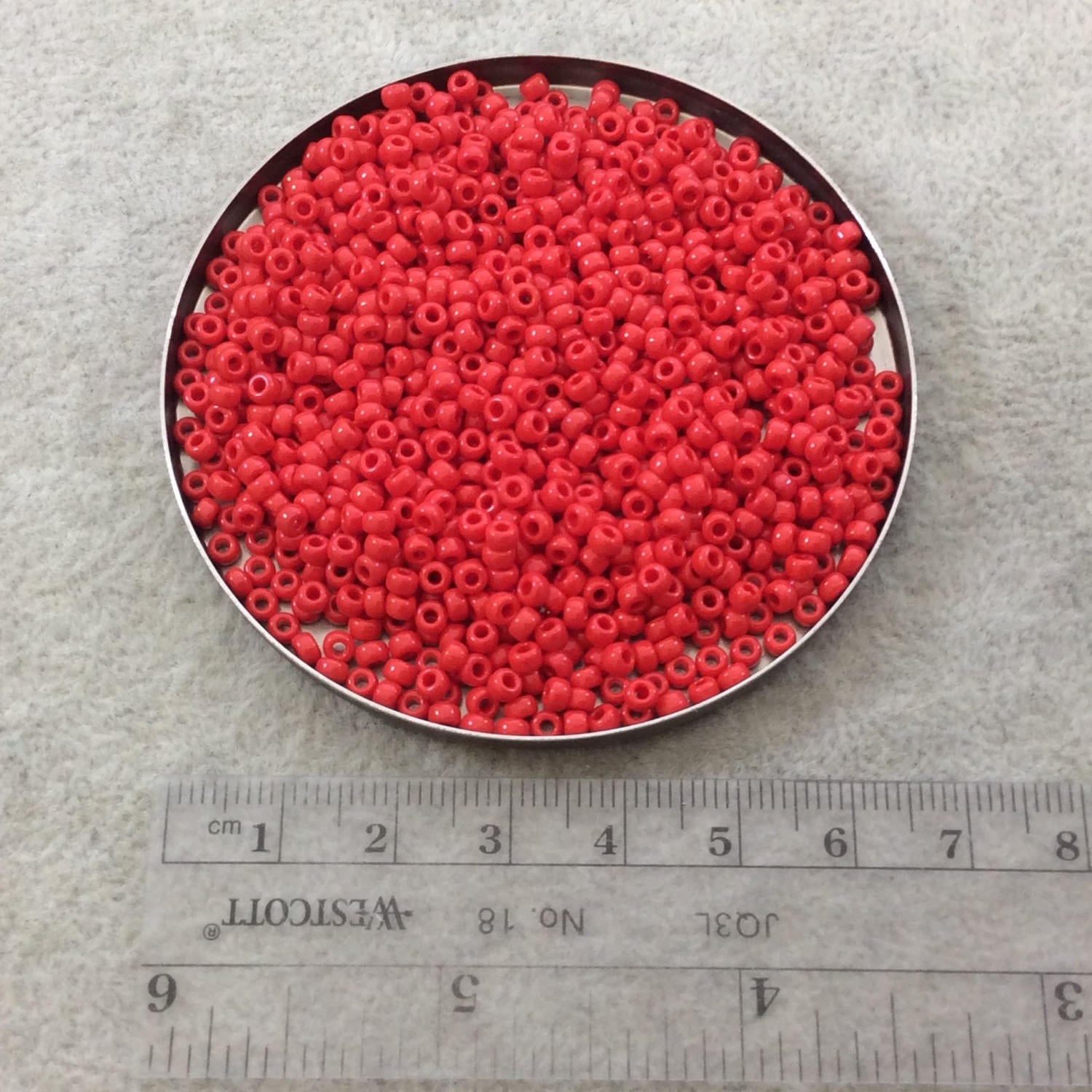 Size 8/0 Glossy Finish Opaque Red Genuine Miyuki Glass Seed Beads - Sold by 22 Gram Tubes (Approx. 900 Beads per Tube) - (8-9408)