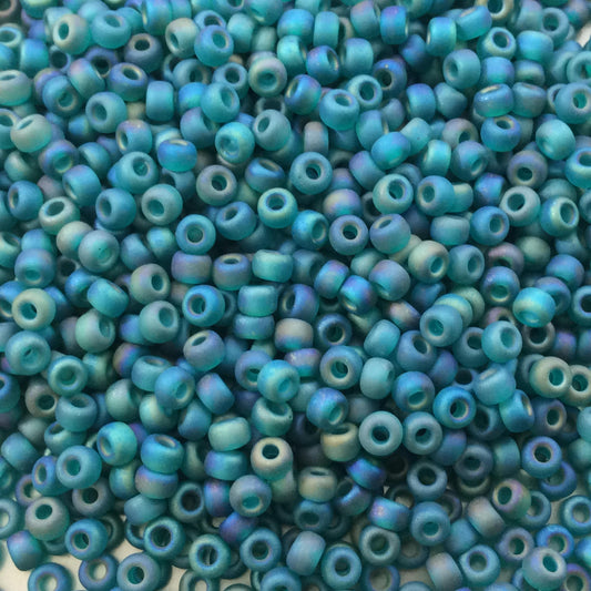 Size 8/0 Matte AB Finish Trans. Emerald Genuine Miyuki Glass Seed Beads - Sold by 22 Gram Tubes (Approx. 900 Beads per Tube) - (8-9147FR)