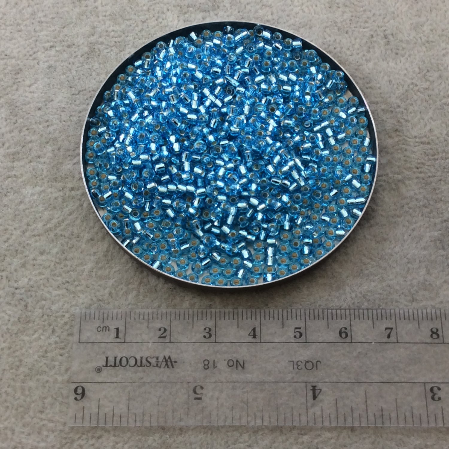 Size 8/0 Glossy Finish Silver Lined Aqua Genuine Miyuki Glass Seed Beads - Sold by 22 Gram Tubes (Approx. 900 Beads per Tube) - (8-918)