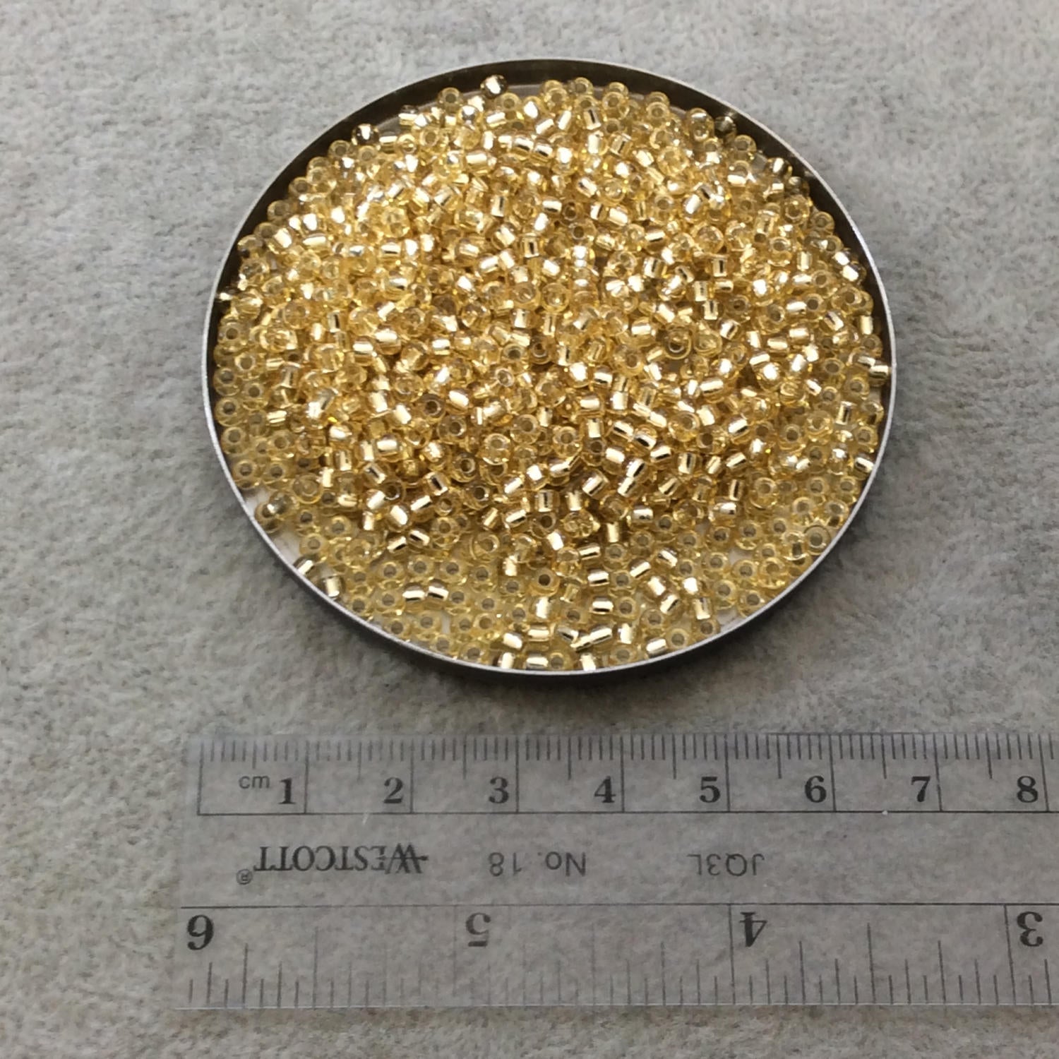 Size 8/0 Glossy Finish Silver Lined Light Gold Genuine Miyuki Glass Seed Beads - Sold by 22 Gram Tubes (Approx. 900 Beads per Tube) - (8-92)