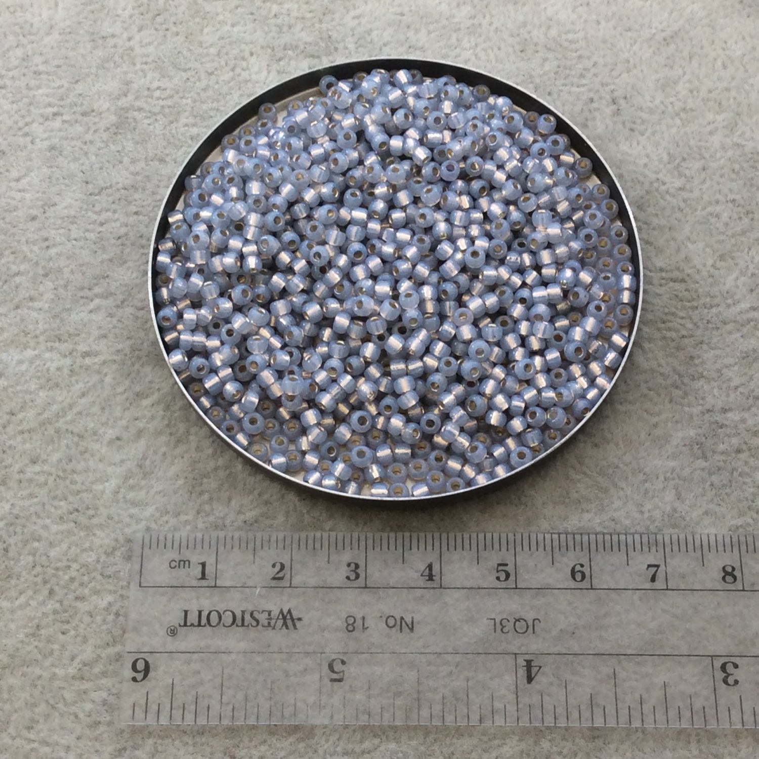 Size 8/0 Silver Lined Alabaster Dusty Blue Genuine Miyuki Glass Seed Beads - Sold by 22 Gram Tubes (Approx. 900 Beads per Tube) - (8-9576)