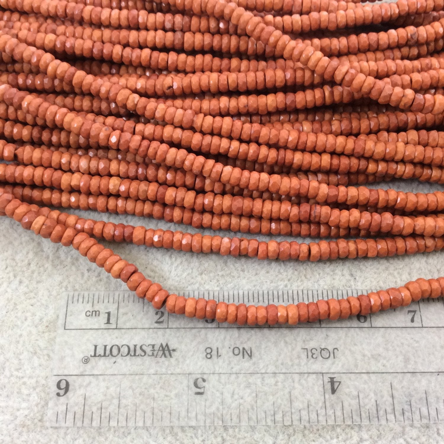 2x4mm Dyed Light Brown Howlite Faceted Rondelle Shaped Beads with 1mm Holes - Sold by 15.5" Strands (Approx. 190 Beads) - Quality Gemstone