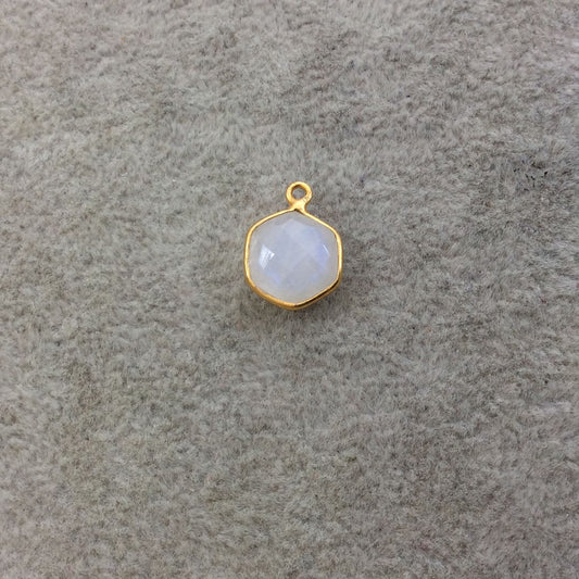 Moonstone Faceted Hexagon Bezel Pendant - 10mm x 10mm