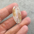 Natural Lodolite (Scenic/Garden Quartz) Oblong Oval Shaped Reverse Domed Cabochon - Measuring 15mm x 34mm, 8mm Dome - Gemstone Cab