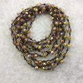 72" Woven Dark Brown Thread Necklace with 6mm Faceted AB Finish Rondelle Shaped Trans. Bicolor Yellow Chinese Crystal Beads - (DB72CC-91)