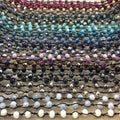 Chinese Crystal Beads | 18" Dark Brown Thread Necklace Sec. with 8mm Faceted AB Finish Rondelle Shape Opaque Bicolor Aqua Gold Glass Beads