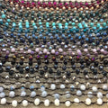 18" Dark Brown Thread Necklace Section with 8mm Faceted AB Finish Rondelle Shaped Trans. Dark Denim Blue Chinese Crystal Beads - (18CC-89)