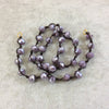 18" Dark Brown Thread Necklace Section with 8mm Faceted AB Finish Rondelle Shaped Opaque Plum Purple Chinese Crystal Beads - (18CC-80)