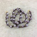 18" Dark Brown Thread Necklace Section with 8mm Faceted AB Finish Rondelle Shaped Opaque Plum Purple Chinese Crystal Beads - (18CC-80)