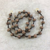 18" Dark Brown Thread Necklace Section with 8mm Faceted Matte Finish Rondelle Shaped Opaque Bronze Chinese Crystal Beads - (18CC-151)