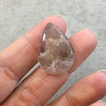 Natural Lodolite (Scenic/Garden Quartz) Teardrop Shaped Flat Back Cabochon - Measuring 21mm x 29mm, 7.5mm Dome - Quality Gemstone Cab