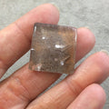 Natural Lodolite (Scenic/Garden Quartz) Rectangle Shaped Flat Backed Cabochon - Measuring 24mm x 25mm, 8mm Dome - Quality Gemstone Cab