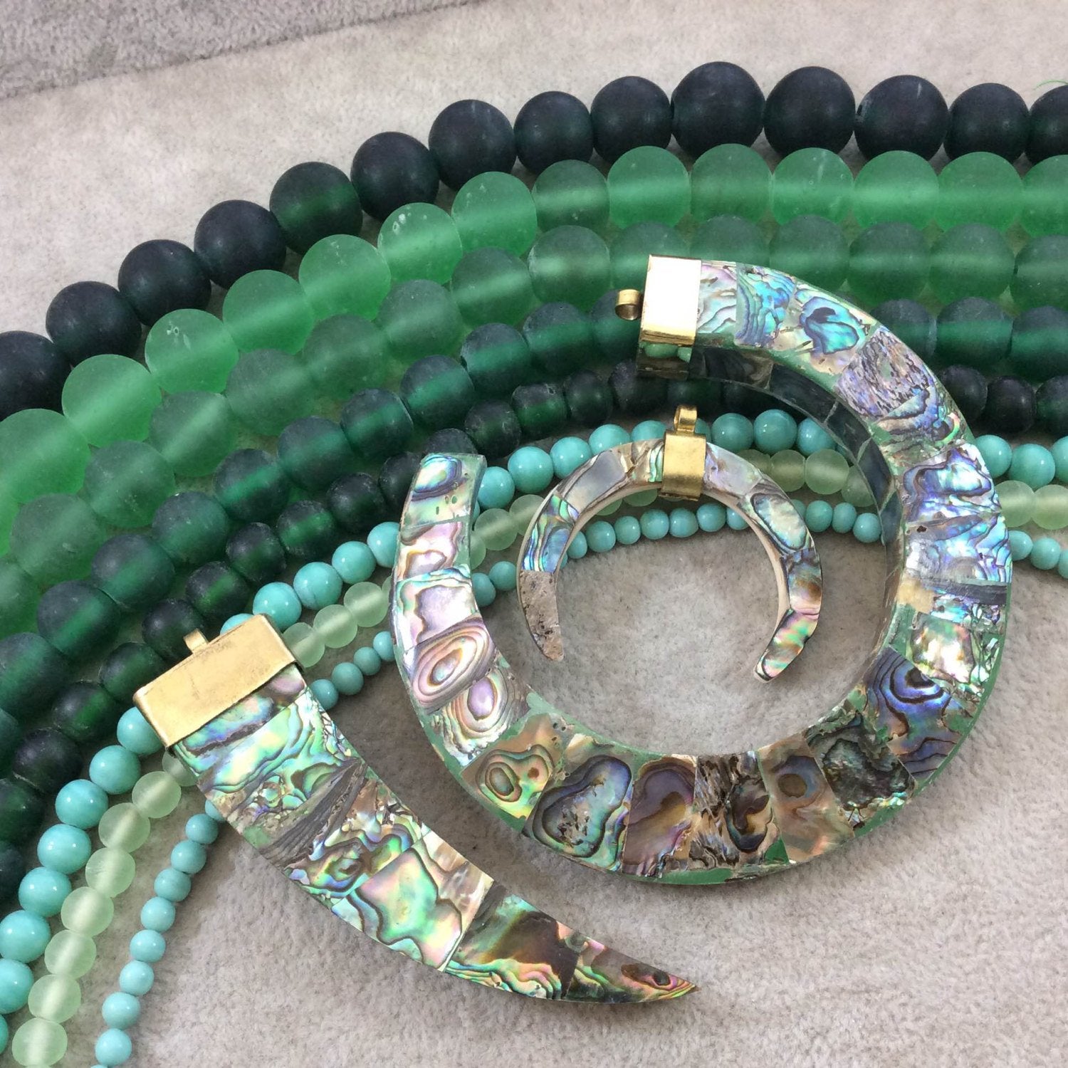 14mm Matte Deep Emerald Irregular Rondelle Shaped Indian Beach/Sea Glass Beads - Sold by 16" Strands - Approximately 28 Beads