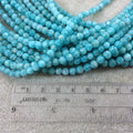 5mm Glossy Finish Natural Blue/Green Amazonite Round/Ball Shaped Beads with 0.75mm Holes - 16" Strand (Approx. 79 Beads) - Quality Gemstone