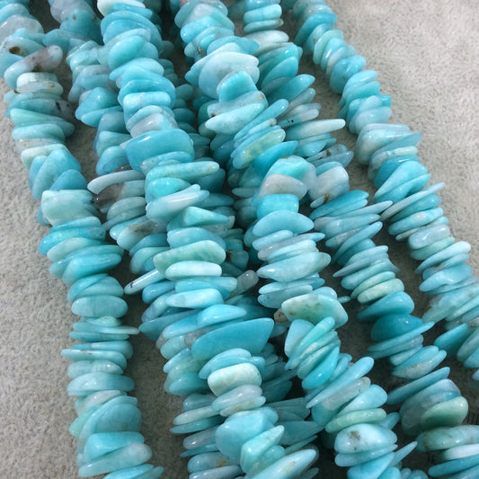 Natural Amazonite Freeform Chip/Nugget Shaped Beads with 1mm Holes - Sold by 15.5" Strands (Approx. 148 Beads) - Measuring 10-15mm Wide