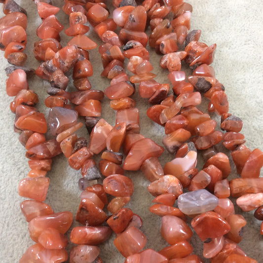 Natural Red/Orange Carnelian Chunky Nugget Shaped Beads with 1mm Holes - Sold by 16" Strands (Approx. 75-80 Beads) - Measuring 10-15mm Wide