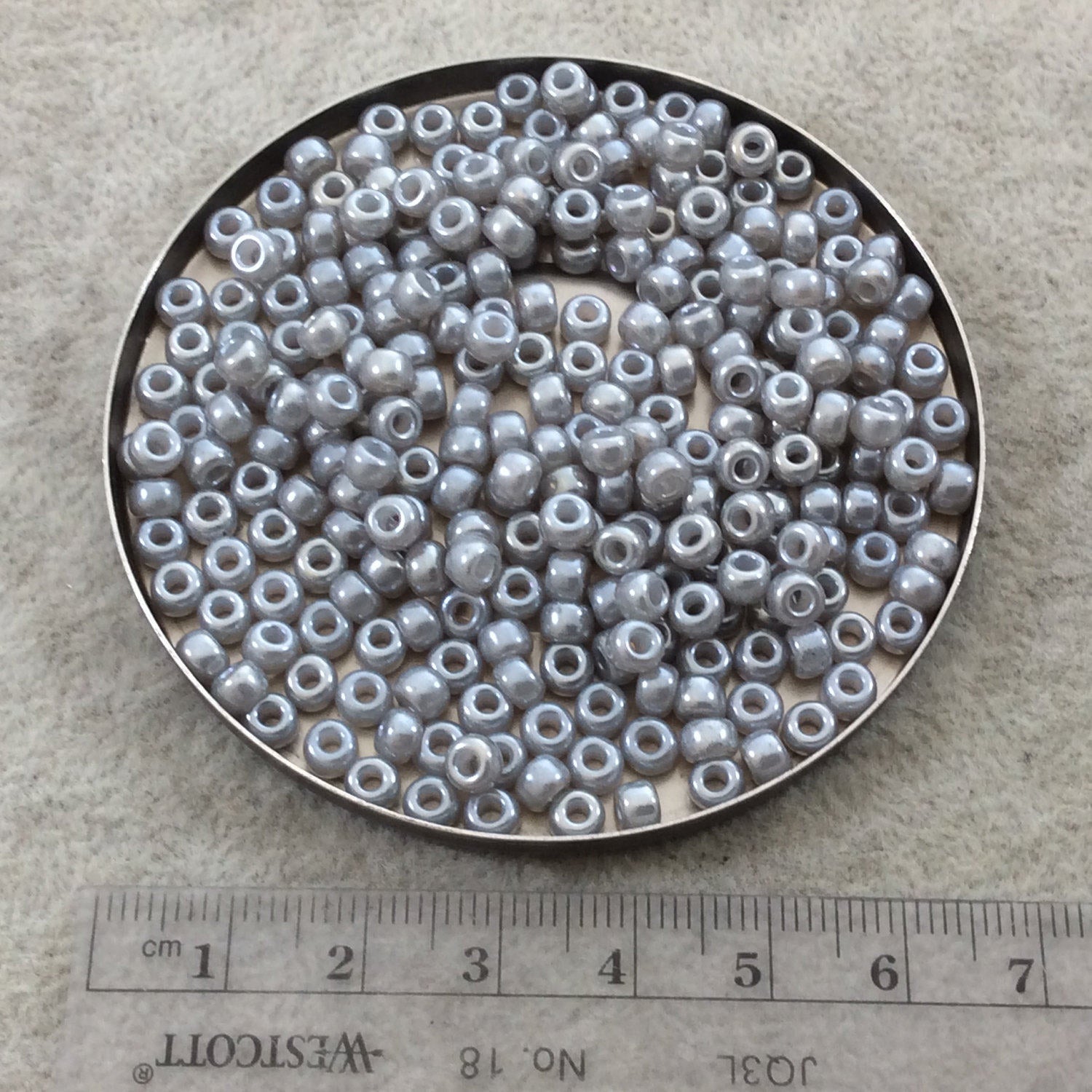 Size 6/0 Glossy Finish Ceylon Silver Gray Genuine Miyuki Glass Seed Beads - Sold by 20 Gram Tubes (Approx. 200 Beads per Tube) - (6-9526)