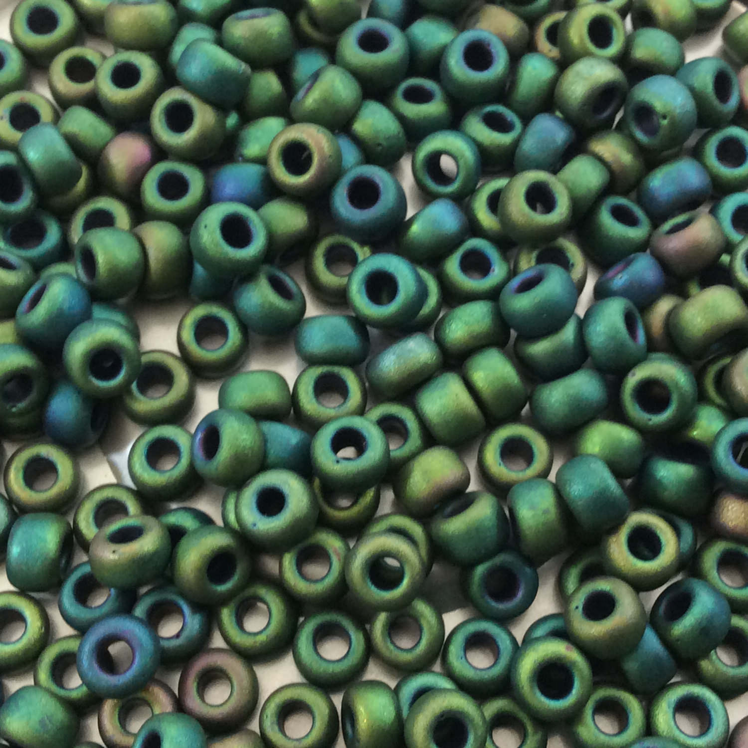 Size 6/0 Matte Finish Metallic Dark Green Iris Genuine Miyuki Glass Seed Beads - Sold by 20 Gram Tubes (Approx. 200 Beads/Tube) - (6-92066)