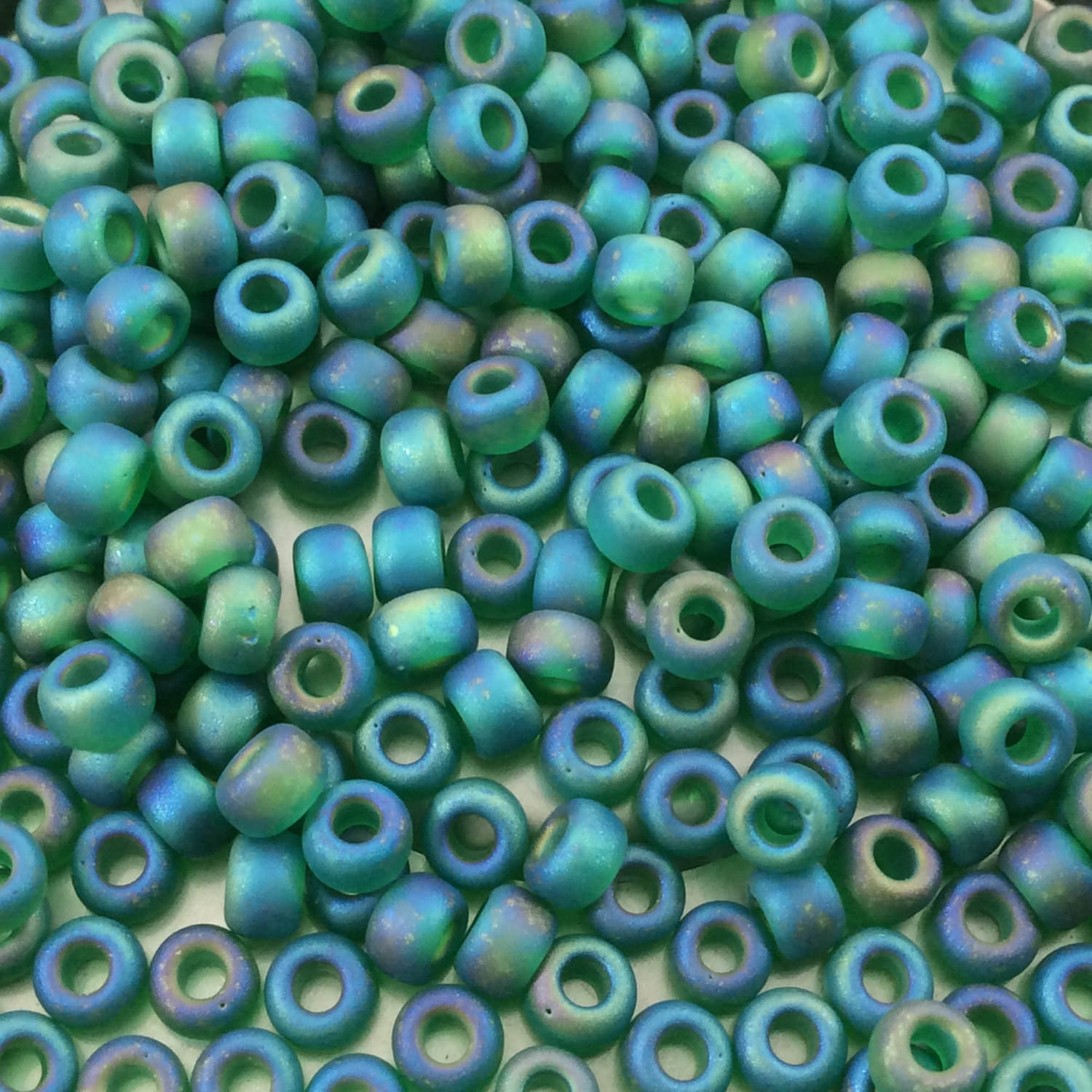 Size 6/0 Matte AB Finish Trans. Green Genuine Miyuki Glass Seed Beads - Sold by 20 Gram Tubes (Approx. 200 Beads per Tube) - (6-9146FR)