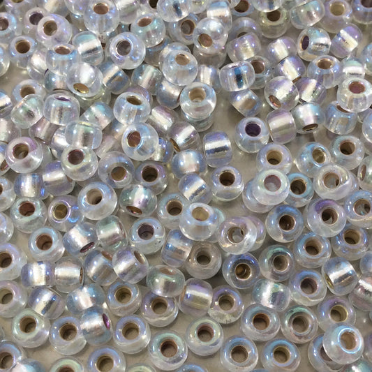 Size 6/0 AB Finish Silver Lined Clear Genuine Miyuki Glass Seed Beads - Sold by 20 Gram Tubes (Approx. 200 Beads per Tube) - (6-91001)