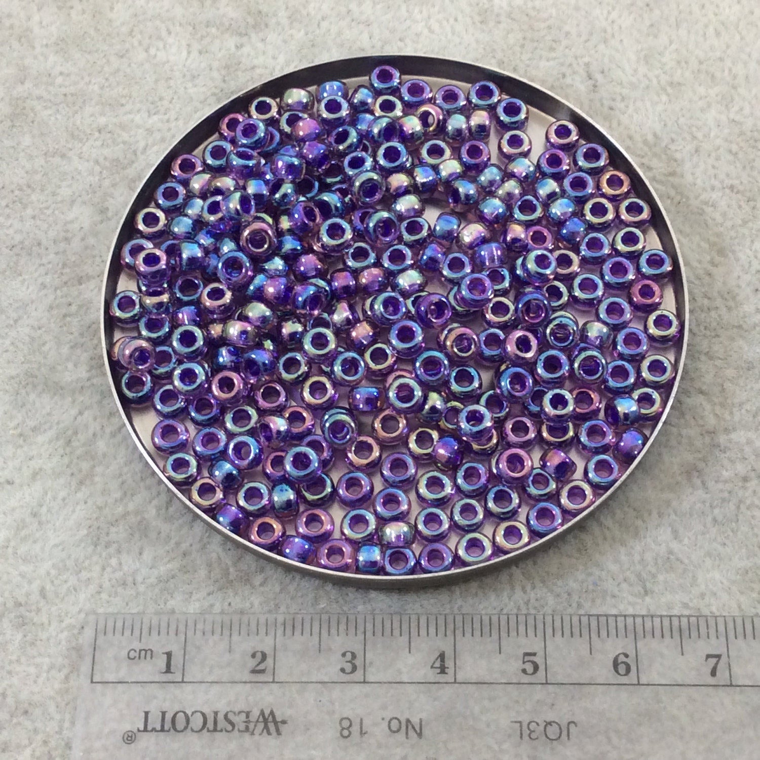 Size 6/0 Glossy AB Finish Purple Lined Amethyst Genuine Miyuki Glass Seed Beads - Sold by 20 Gram Tubes (Approx. 200 Beads/Tube) - (6-9356)