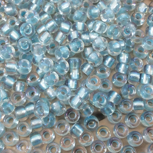 Size 6/0 Glossy AB Finish Pearlized Aqua/Clear Genuine Miyuki Glass Seed Beads - Sold by 20 Gram Tubes (Approx. 200 Beads/Tube) - (6-93638)