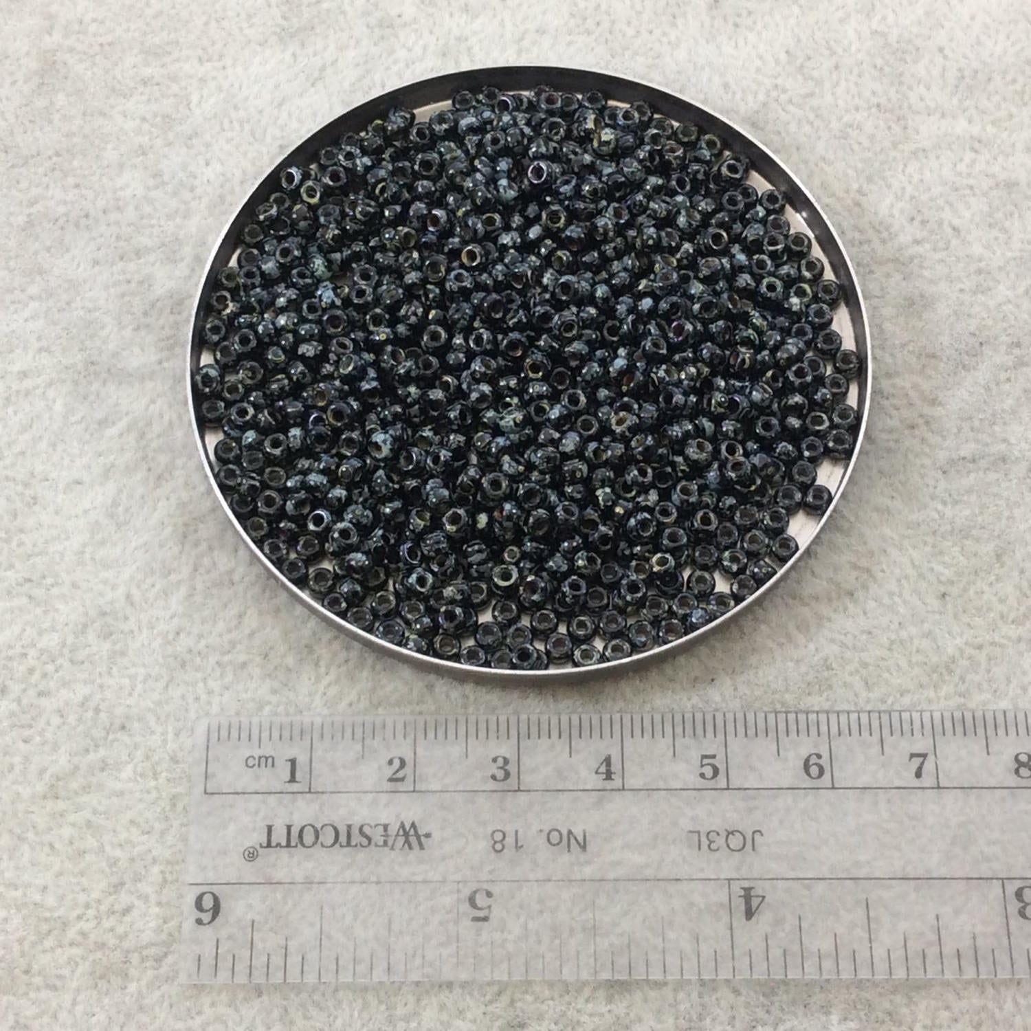 Size 8/0 Opaque Matte Picasso Smoky Black Genuine Miyuki Glass Seed Beads - Sold by 22 Gram Tubes (Approx. 900 Beads per Tube) - (8-94511)