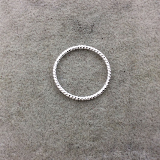 25mm Silver Finish Open Twisted Wire Circle/Hoop Shaped Plated Copper Components - Sold in Pre-Counted Bulk Packs of 10 Pieces - (005-SV)