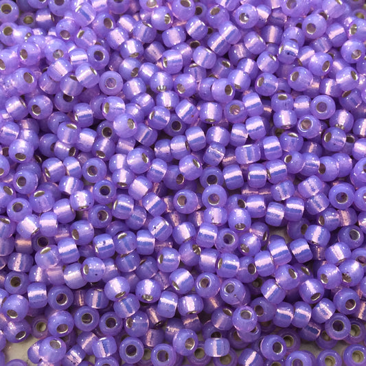 Size 8/0 Silver Lined Alabaster Lilac Purple Genuine Miyuki Glass Seed Beads - Sold by 22 Gram Tubes (Approx. 900 Beads per Tube) - (8-9574)