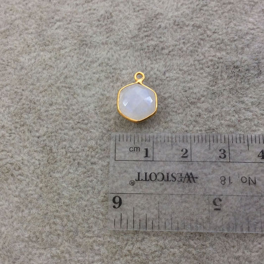 Moonstone Faceted Hexagon Bezel Pendant - 10mm x 10mm