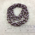 72" Woven Dark Brown Thread Necklace with 6mm Faceted AB Finish Rondelle Shaped Opaque Plum Purple Chinese Crystal Beads - (DB72CC-80)