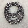 72" Woven Dark Brown Thread Necklace with 6mm Faceted Metallic Finish Rondelle Shaped Opaque Silver Chinese Crystal Beads - (DB72CC-103)