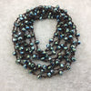 72" Woven Dark Brown Thread Necklace with 6mm Faceted Metallic Finish Rondelle Shaped Opaque Pine Green Chinese Crystal Beads - (DB72CC-104)