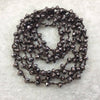 Chinese Crystal Beads | 72" Woven Dark Brown Thread Necklace with 6mm Faceted Metallic Finish Rondelle Shaped Opaque Gunmetal Glass Beads