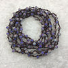 72" Woven Dark Brown Thread Necklace with 6mm Faceted Matte Finish Rondelle Shaped Opaque Gray/Purple Chinese Crystal Beads - (DB72CC-155)