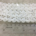 Chinese Crystal Beads | 12mm Transparent Spotted Matte Finish Clear Glass Crystal Round Glass Beads