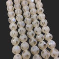 12mm Transparent Spotted Matte Finish AB Ivory/Pale Yellow Glass Crystal Round/Ball Beads - 12.5" Strands (Approx. 25 Beads) - (CC12MP-083)