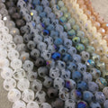 Chinese Crystal Beads | 12mm Transparent Spotted Matte Finish AB Bicolor Gray Brown Round Beads